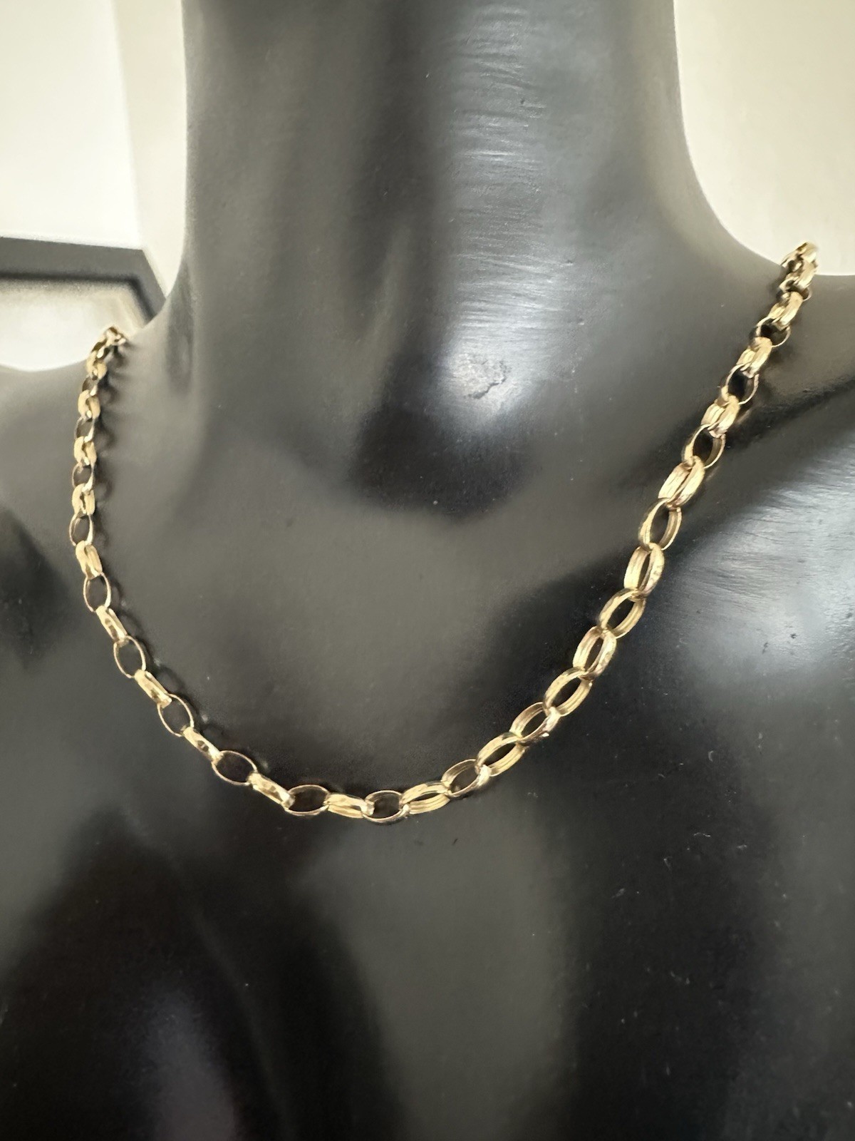 Vintage 9K Gold Belcher Choker Chain Necklace 3.65g B’ham Hallmark Unisex, Boxed