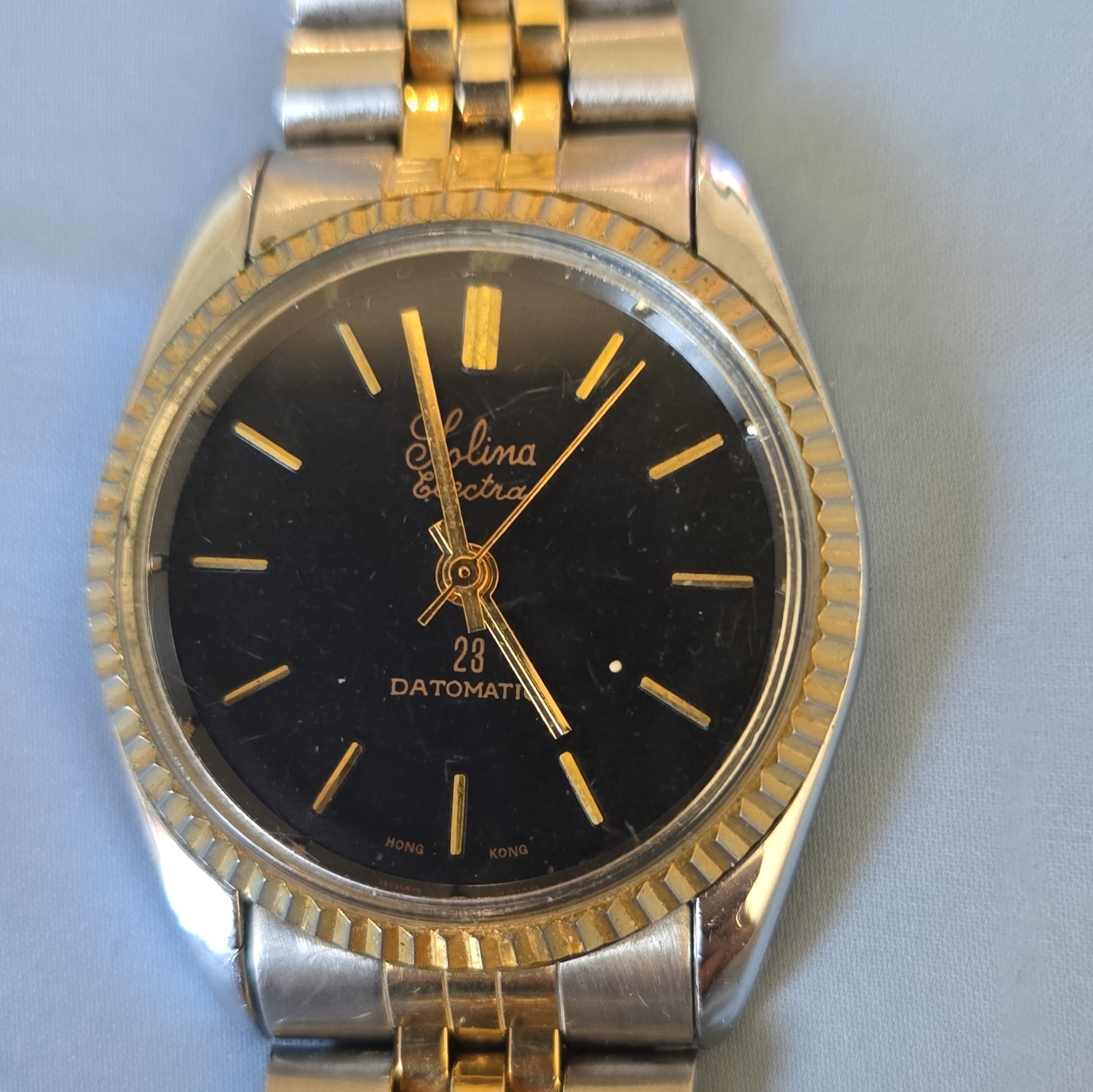 Selina Extra Datomatic Automatic Watch Black Dial Date Two-Tone Bracelet