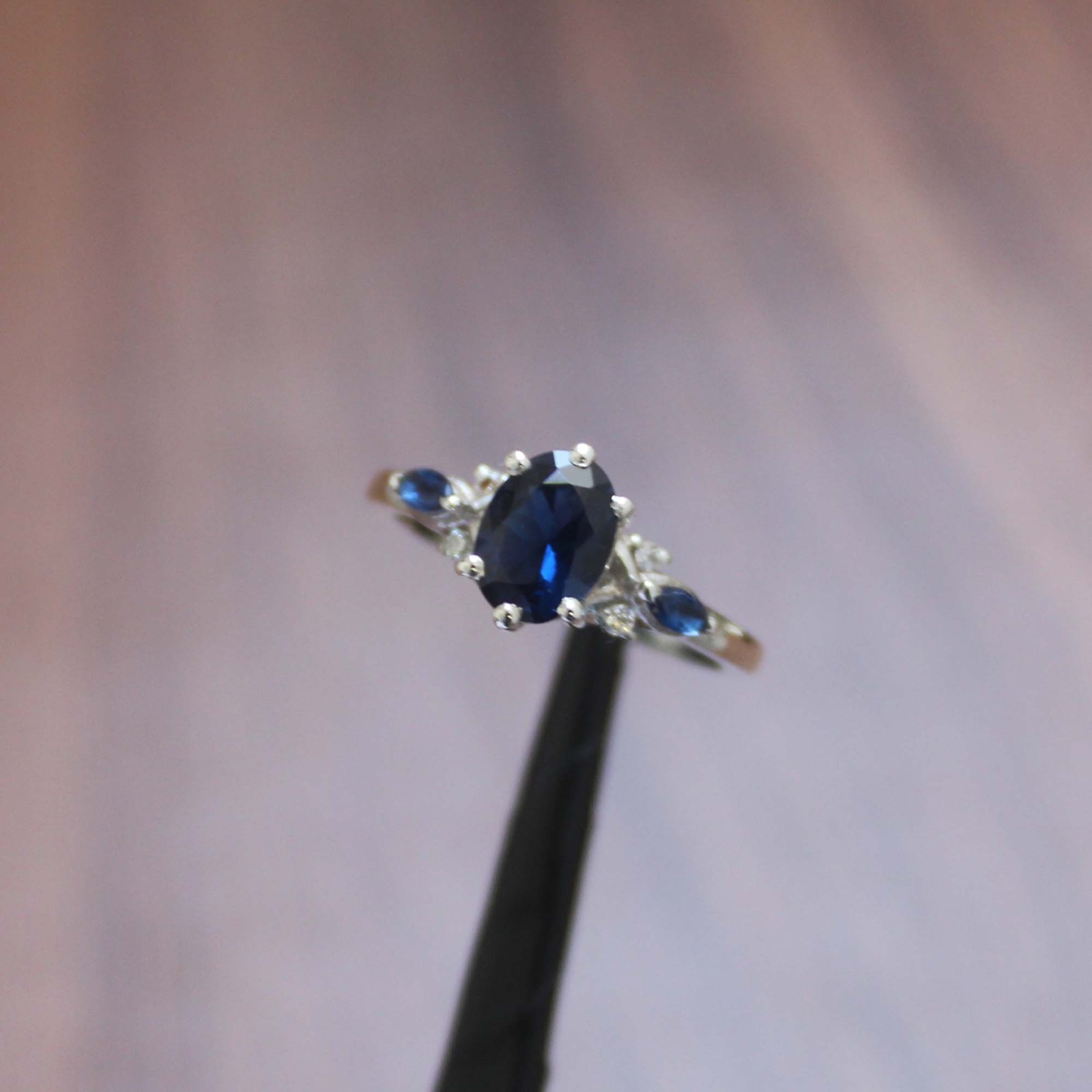 1.3 ct Oval Cut Lab Created Blue Sapphire Ring 925 Sterling Silver