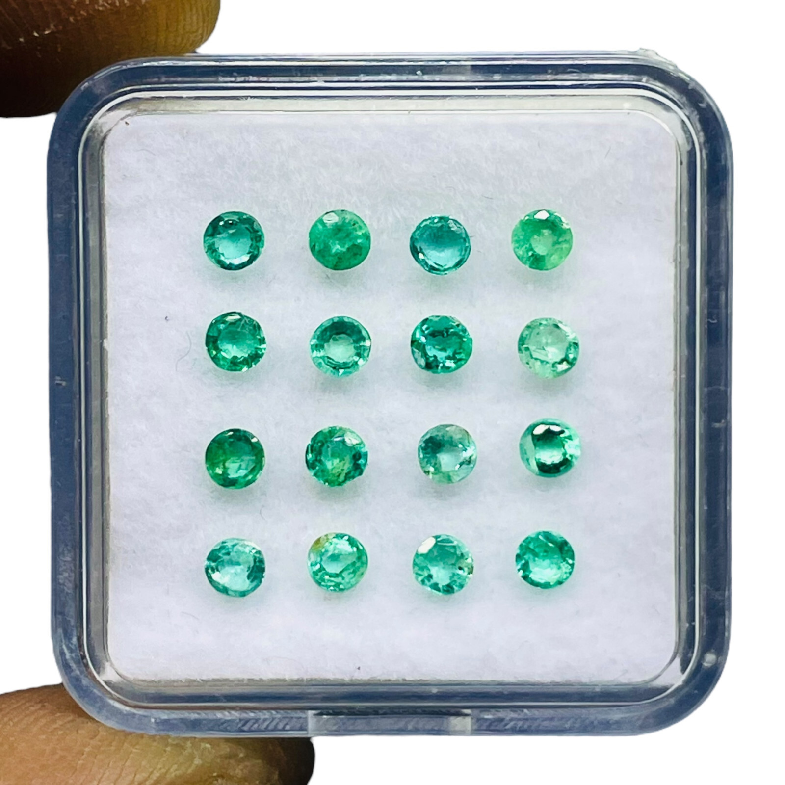 16 Pcs Natural Colombian Emerald 2.7mm Round Cut Loose Gemstones Wholesale Lot
