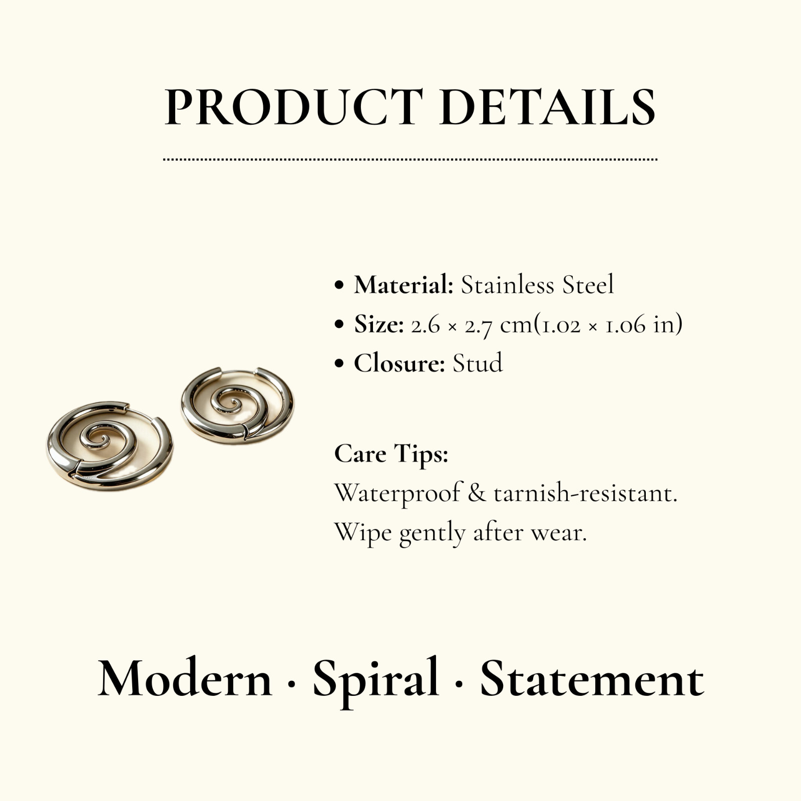 Silver Spiral Hoop Earrings