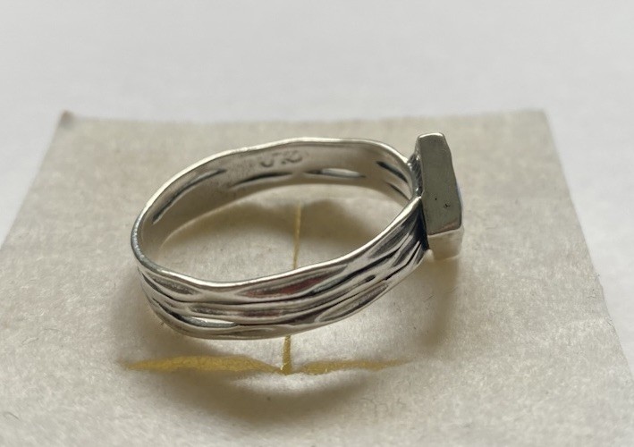Sterling Silver, Square Bezel Set Lab Opal, Ring By PZ Creations