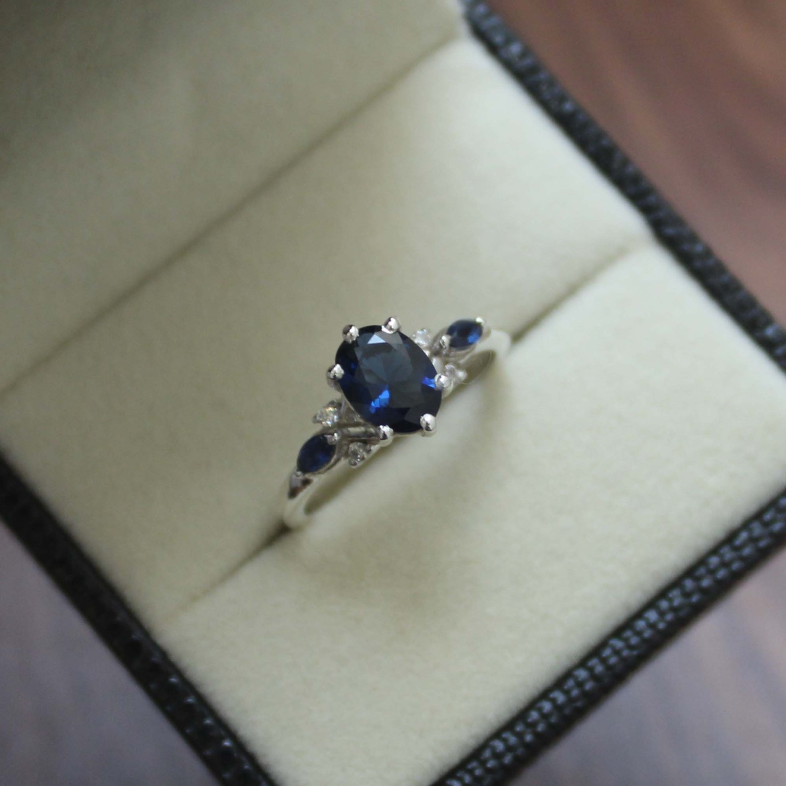 1.3 ct Oval Cut Lab Created Blue Sapphire Ring 925 Sterling Silver