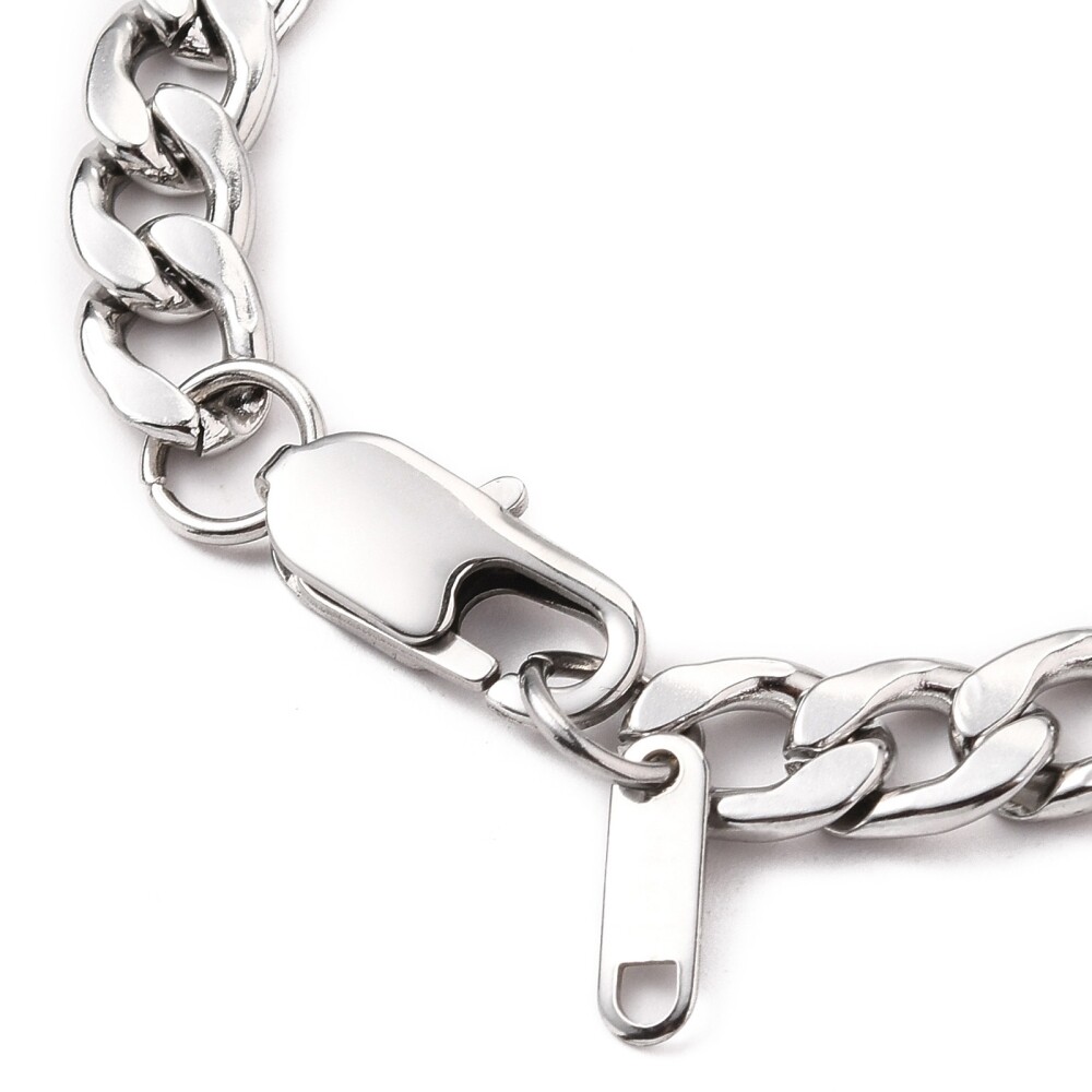 7MM Silver Stainless Steel Curb Cuban Link Chain Bracelet Unisex Women Men Z164