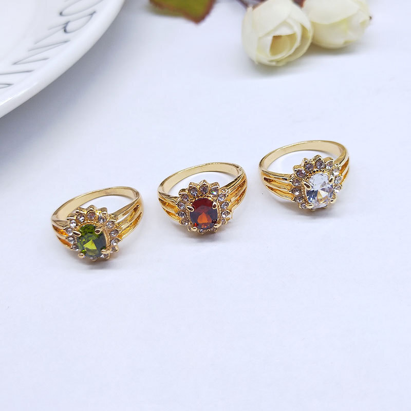 Wholesale Colorful Zircon Crystal Mixed Rings Bulk Finger Band Ring Jewelry Lot