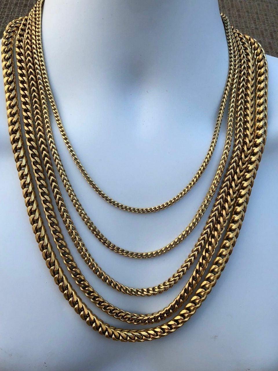 Men’s Franco Chain 14k Gold Plated Stainless Steel BEST QUALITY! 3-8mm HEAVY!