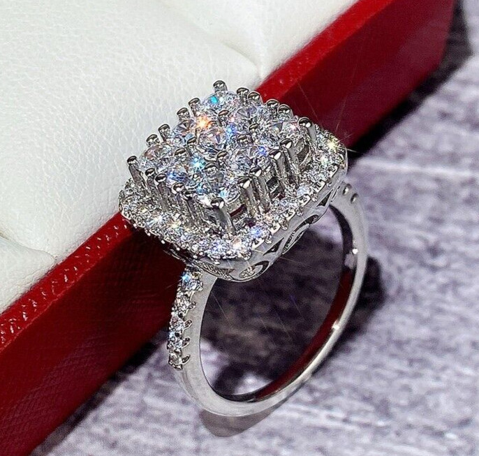 2.5 Ct CZ Comfort Fit Ring 925 Silver Plated Sparkling Valentine Day Gifts Ring