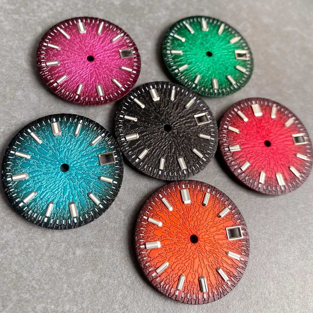 29mm Black Red Multicolor Watch Dial Hand Set Lume Fit NH35 NH36 Dive Men Watch