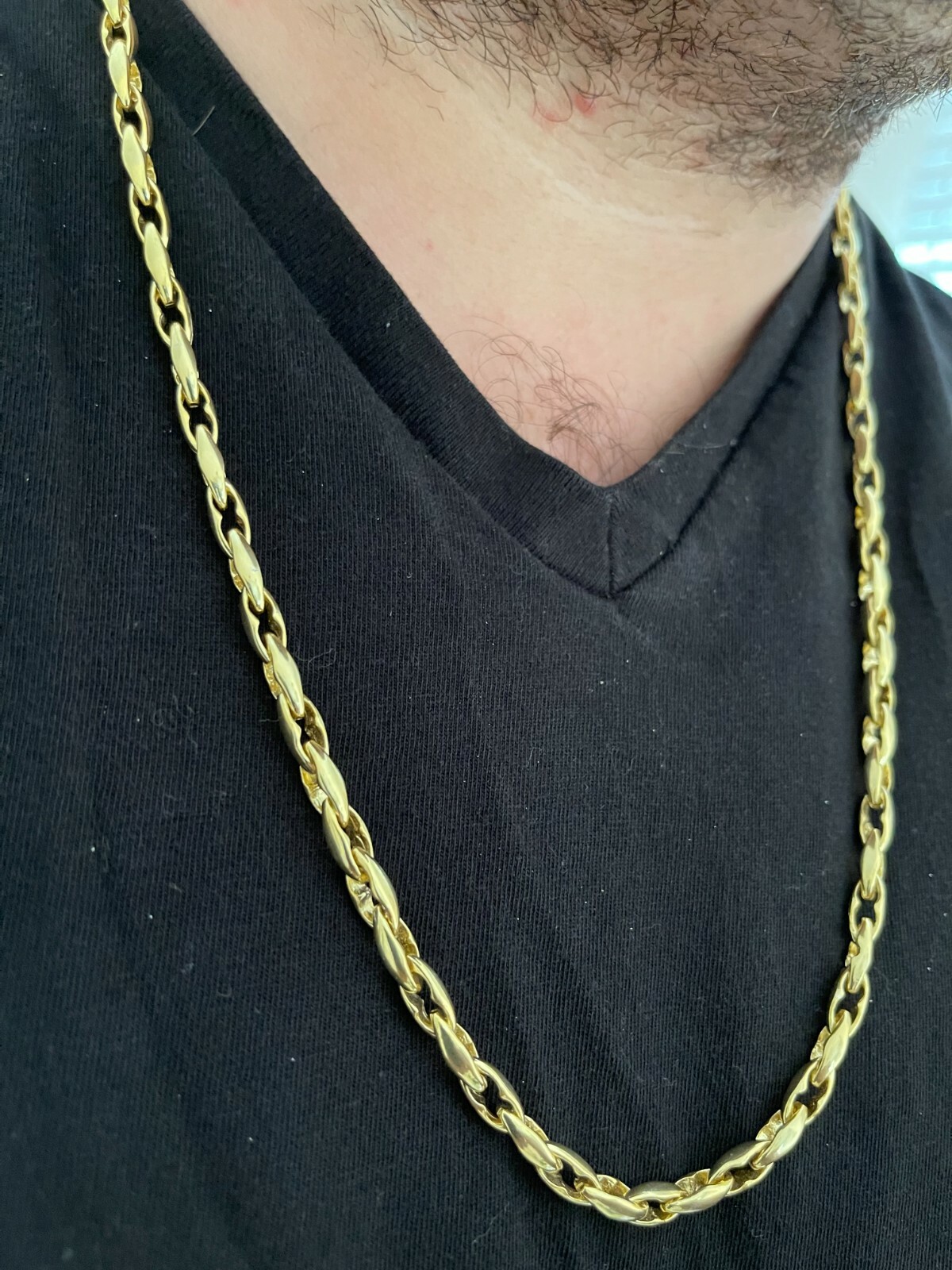 14k Gold Plated 925 Silver 5mm Custom Anchor Rolo Link Chain Necklace Bracelet