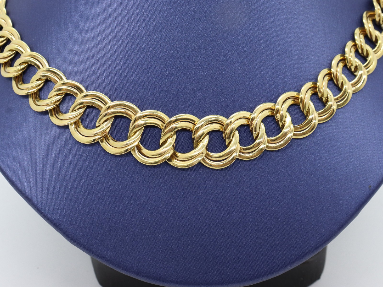 14k Yellow Gold Graduated Double Curb Link Italy 16″ Chain Necklace 22.96 grams