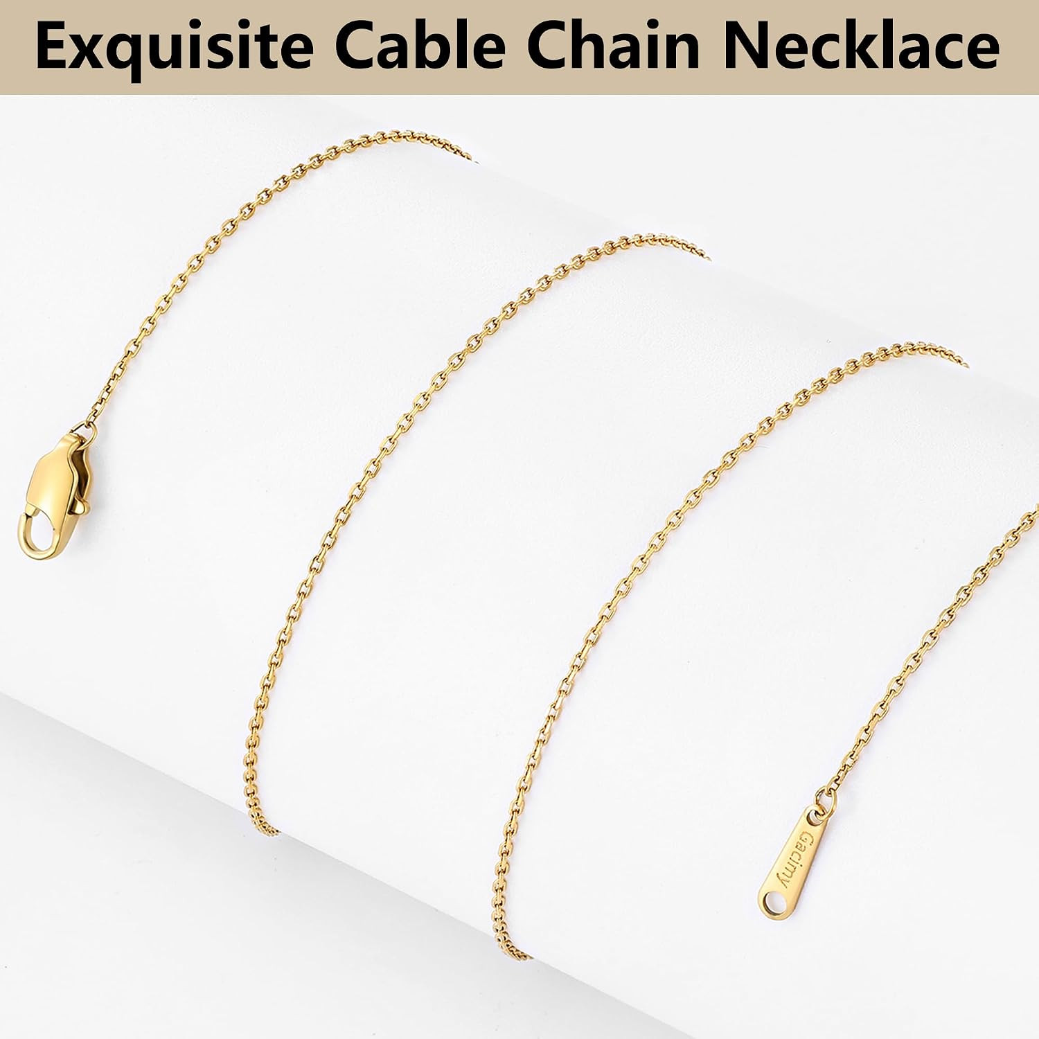 Chain Necklace for Women, 14K Gold Plated/Silver Tone Cable Chain for Women, 1.1