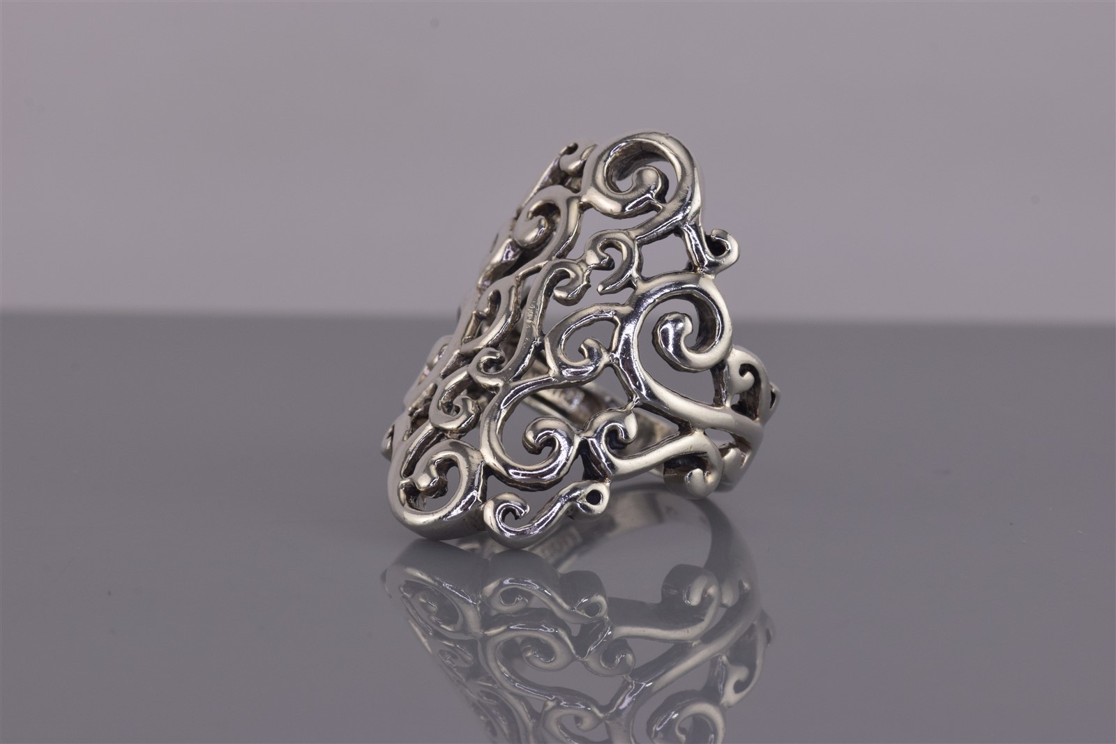 Sterling Silver 30mm Open Swirled Scrolling Band Ring 9g 925 Sz: 6