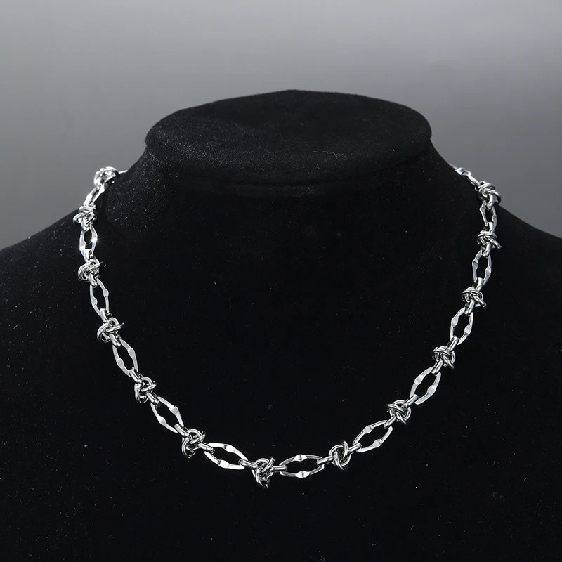 1pc Y2k Hip Hop Titanium Steel Geometric Necklace for Man Woman Punk Irregular S