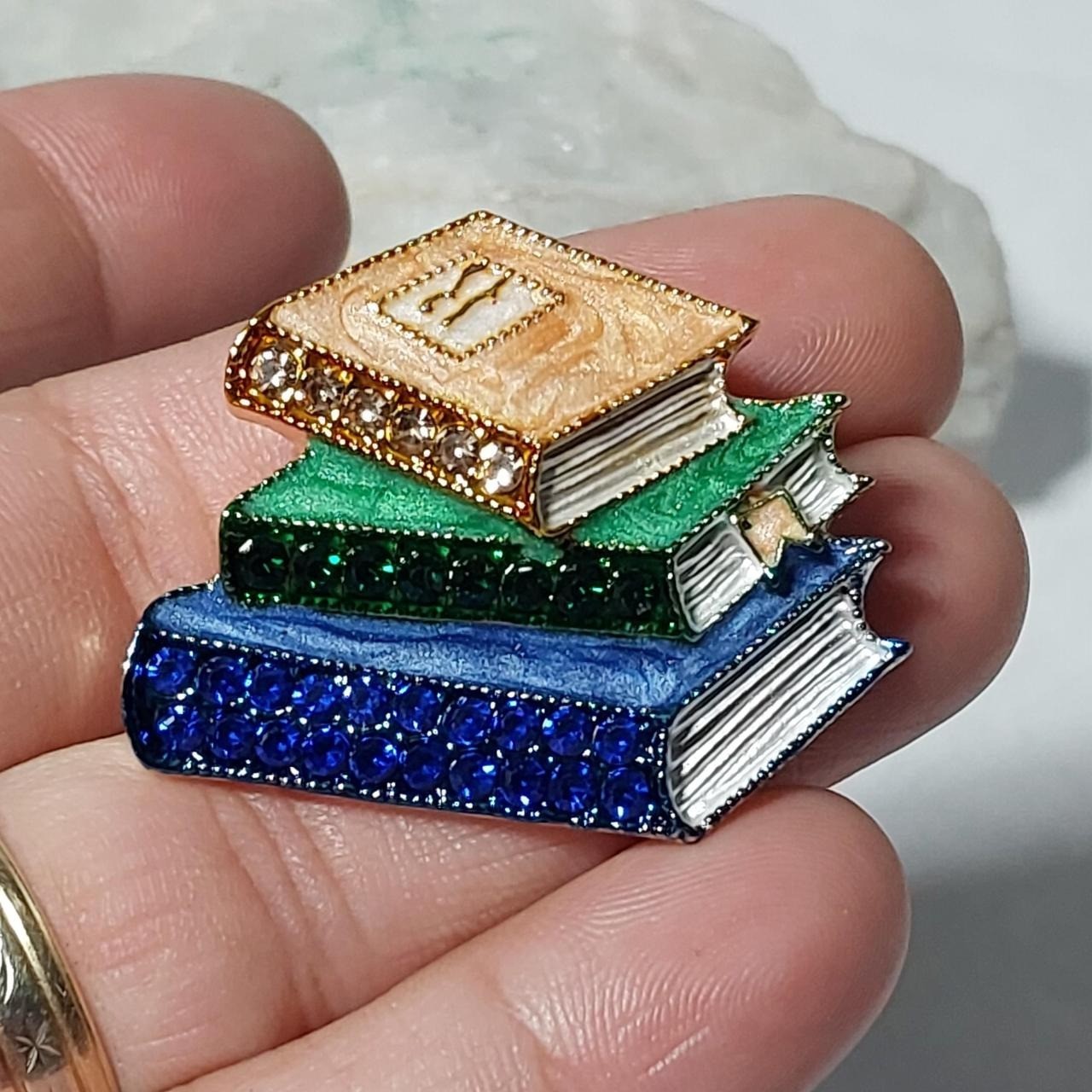 Stacked Books Enamel Pin With