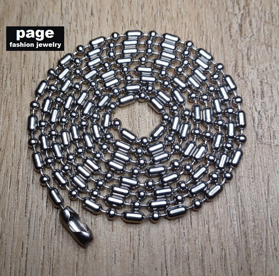 USA Seller Silver 316L Stainless Steel 30″ 2.4mm Oval Bamboo Bead Chain Necklace