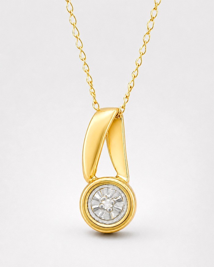 GENUINE DIAMOND PENDANT NECKLACE 10k GOLD – New With Tag