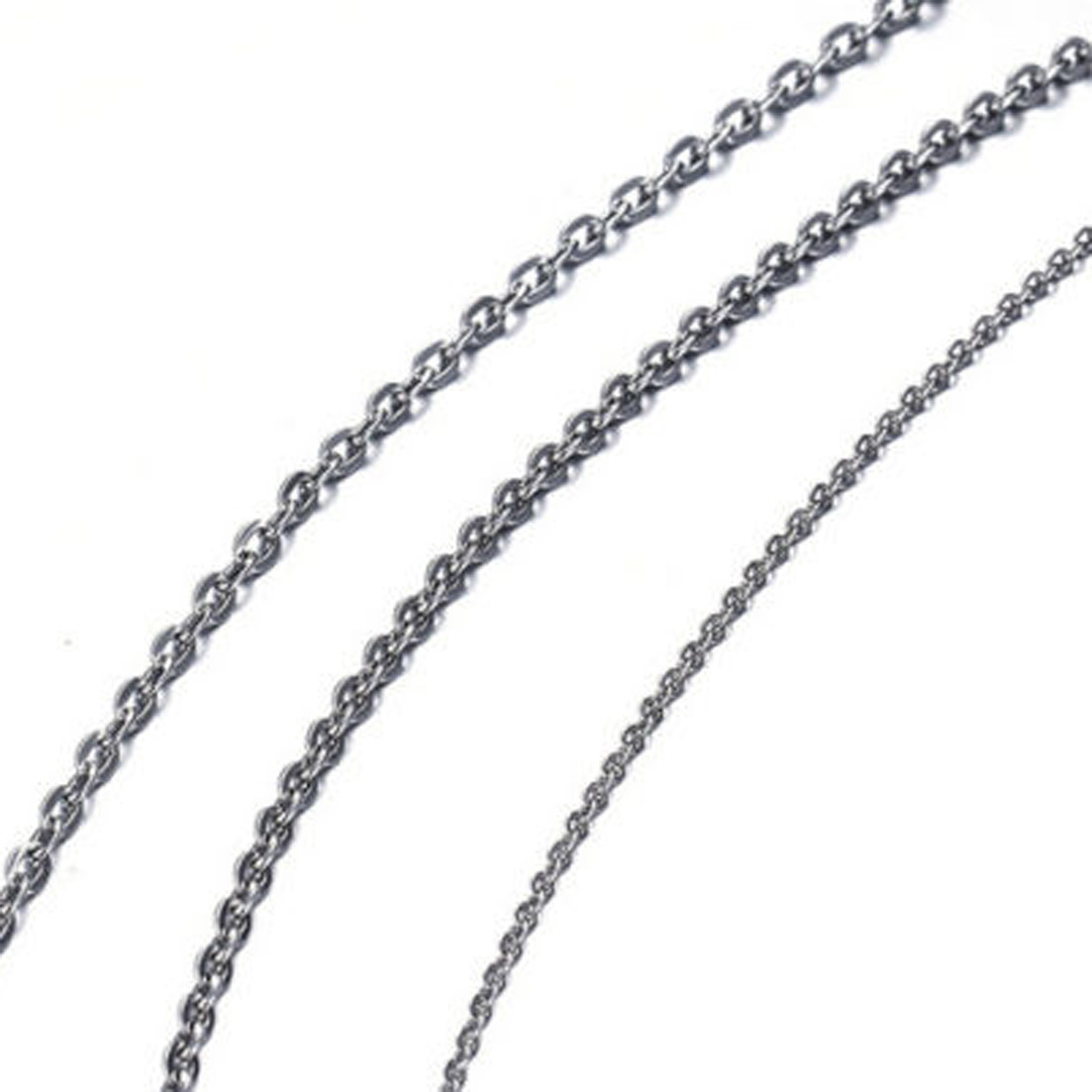 1.5-3.2mm 16″-32″ Wholesale In Bulk Stainless Steel Silver Oval Chain Necklace