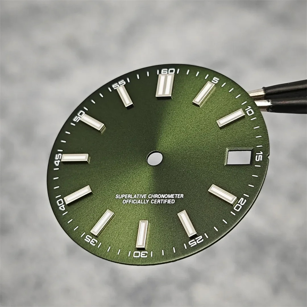 NH35 Watch Dial 28.5mm Log Modified Dial BGW9 Blue Green Luminous Watch Face