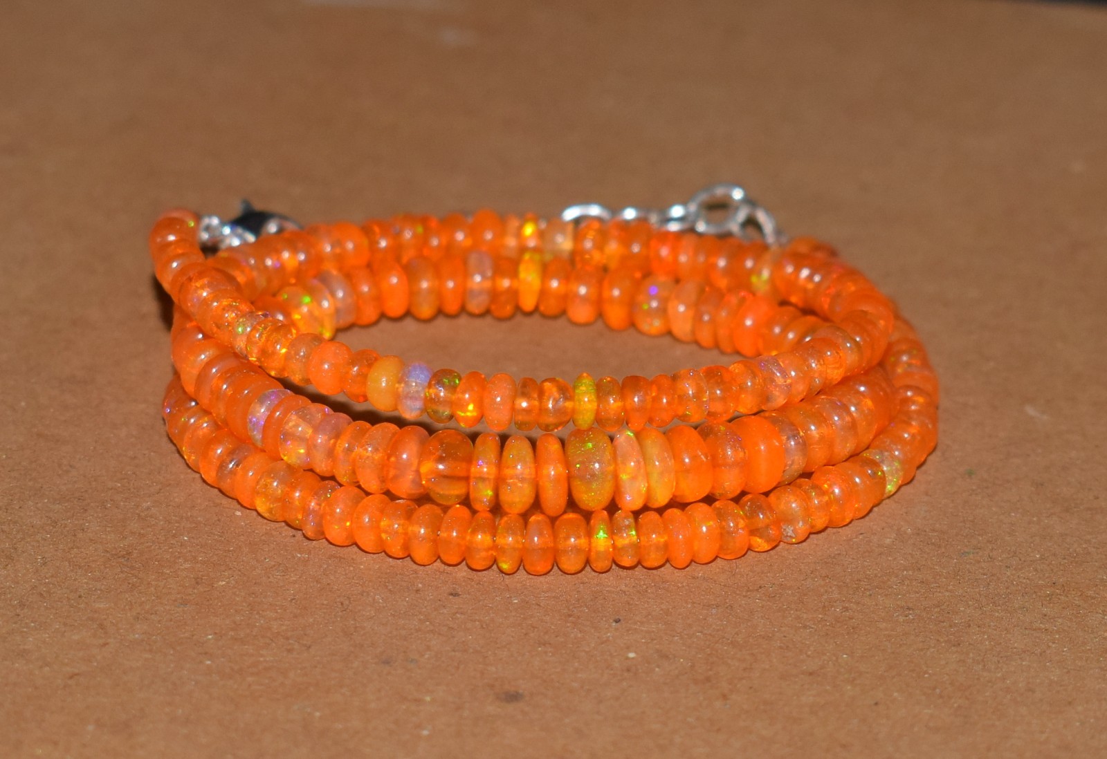 16”Natural Ethiopian Opal Wello Fire Opal Gemstone Beads Necklace AF0403