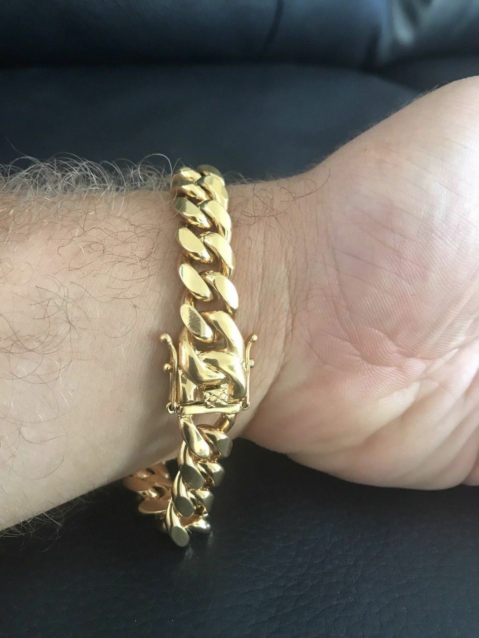 12mm Men’s Miami Cuban Link Bracelet & Chain Set 18k Gold Plated Stainless Steel