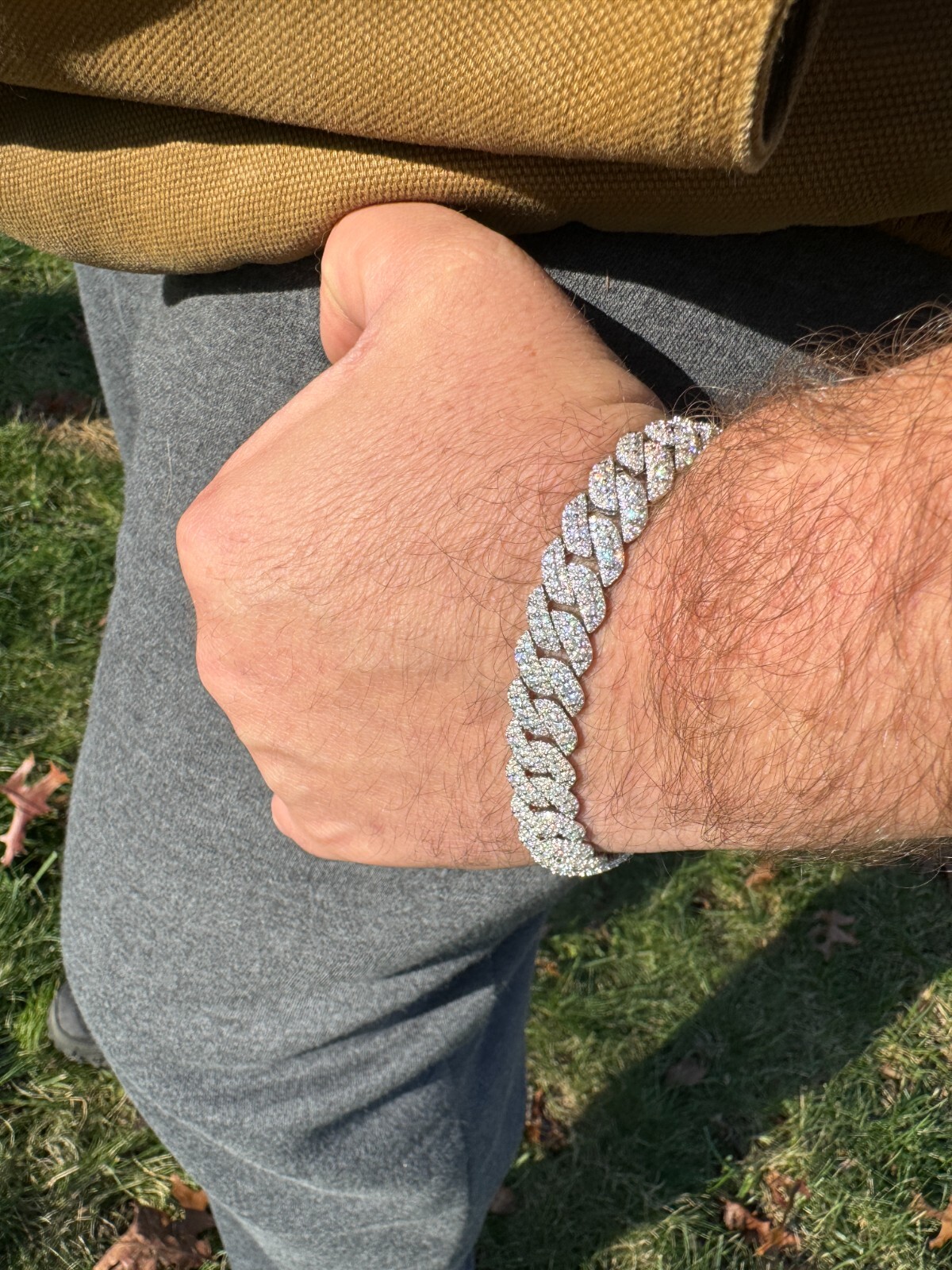 MOISSANITE Real Miami Cuban Prong Link Iced Hip Hop 925 Silver Bracelet 7-9″