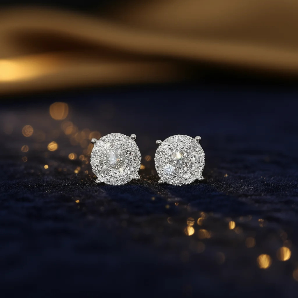 White Gold Diamond Earrings Round Brilliant G Color Classic Engagement Jewelry