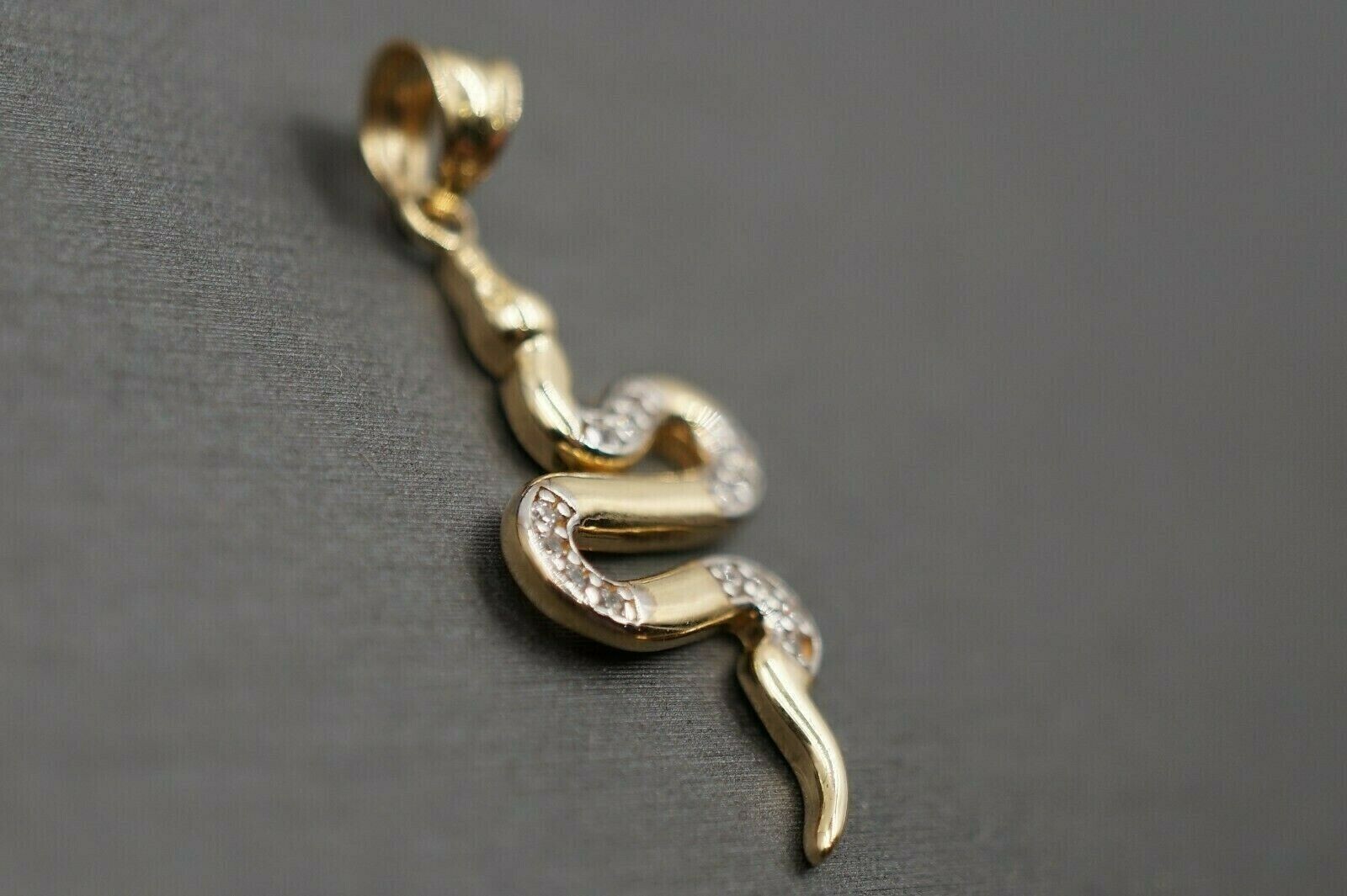 Round Cut Simulated Diamond Snake Shape Pendant Chain In 14k Yellow Gold Plated