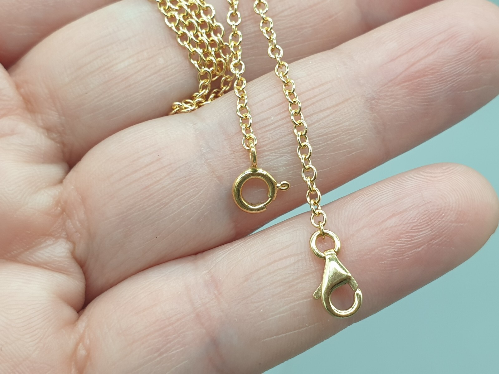 18k 18ct yellow gold chain extender two clasp connector extension safety chain