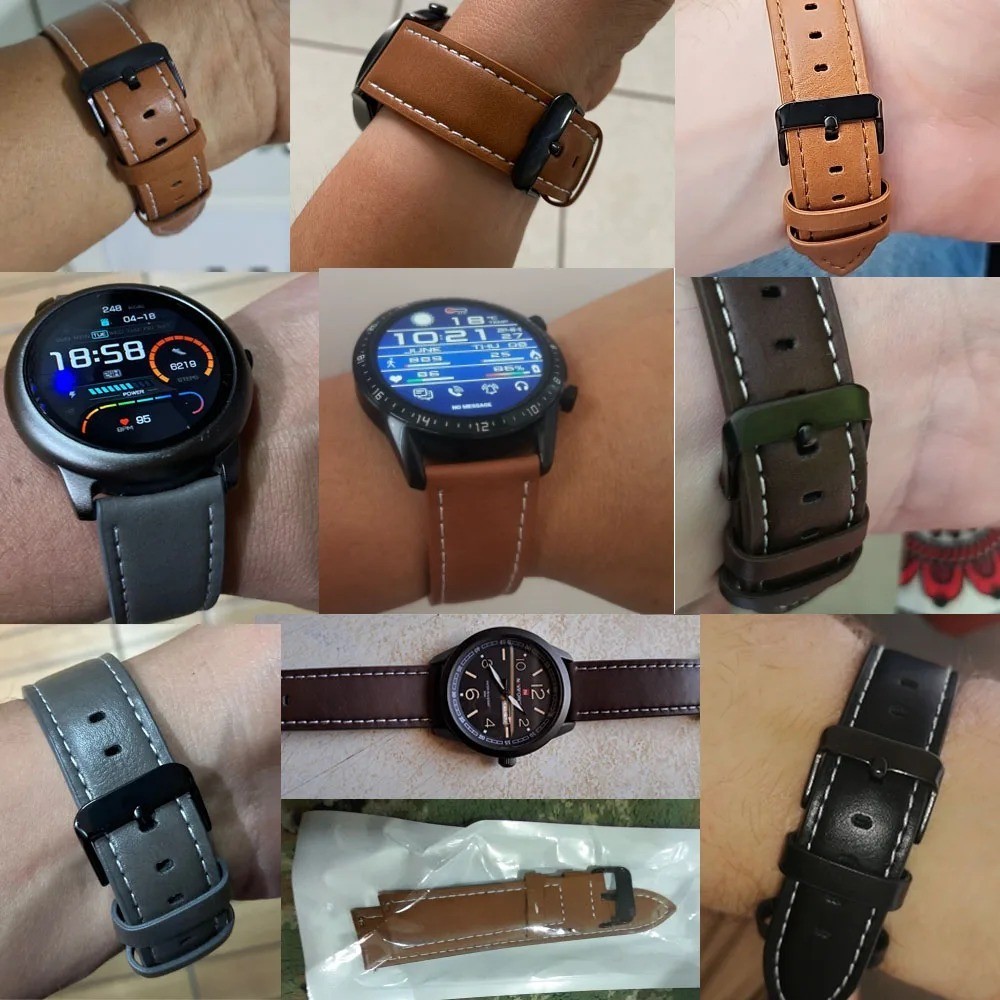 20mm 22mm Classic Genuine Leather Watch Band Strap Quick Release Wristband