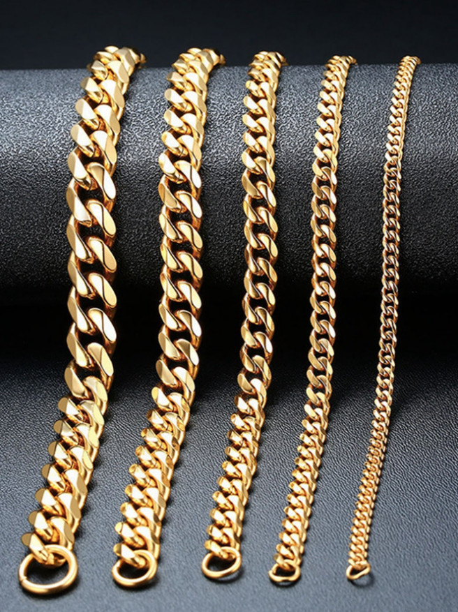 3.5-7mm Mens Titanium Stainless Steel Fashion Chunky Curb Chain Necklace Link US
