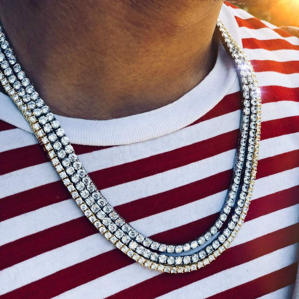 Mens Tennis Chain Necklace 100% Stainless Steel Cubic Zirconia Chain Bracelet