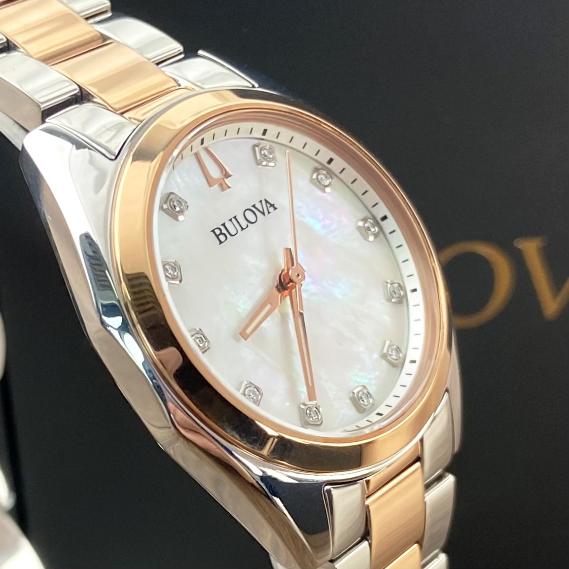 Bulova Surveyor 98P207 Mother of Pearl White Dial Rose Gold Women’s Watch