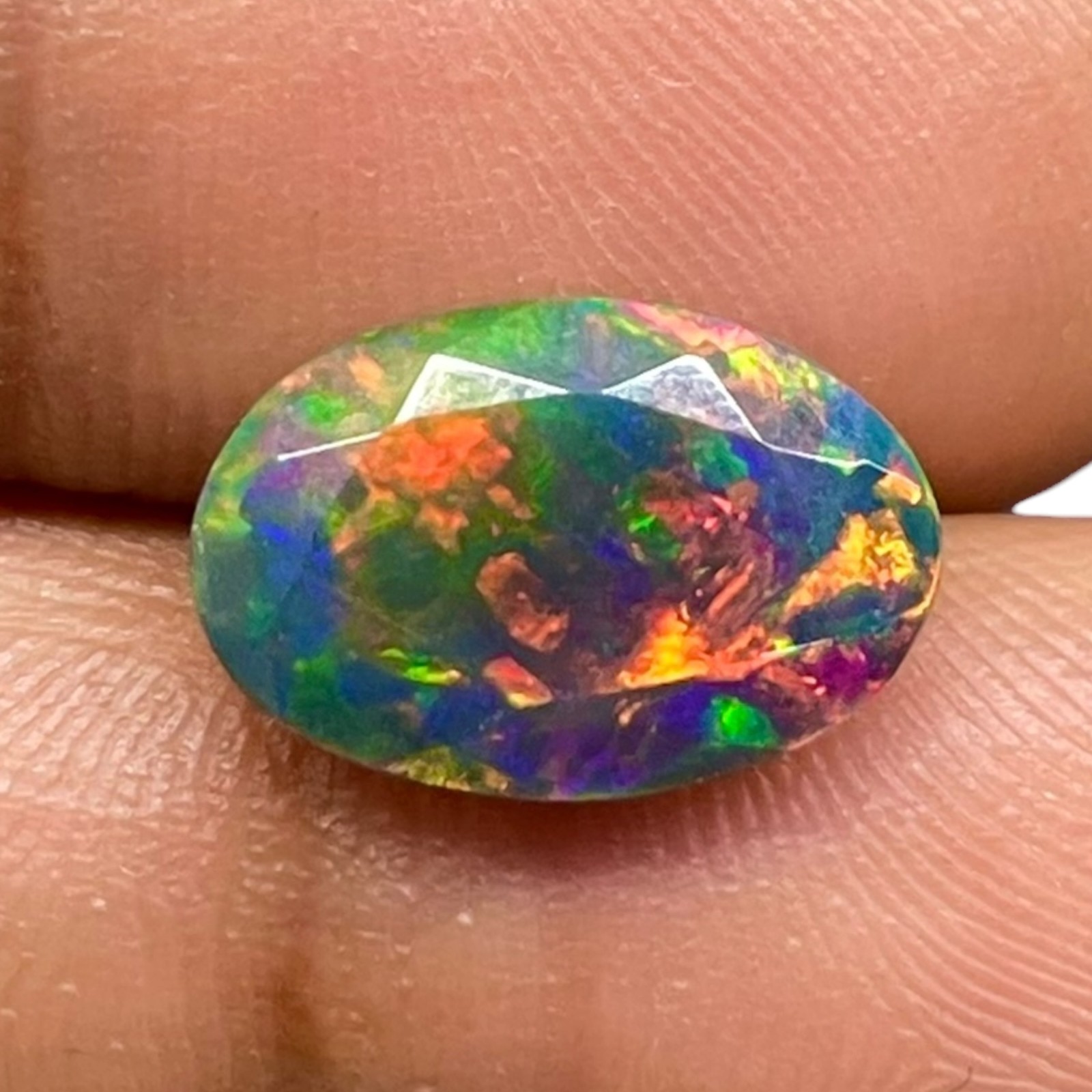 2.25 Cts Natural Black Opal 12x8mm Oval Cut AAA+ Quality Flashy Loose Gemstone