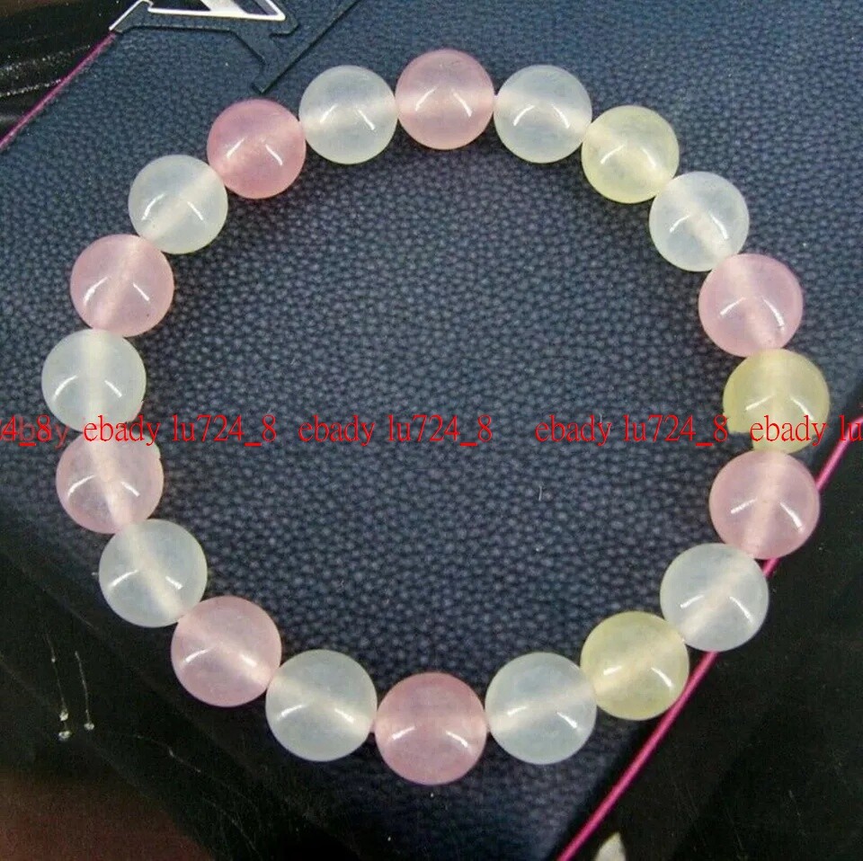 Fashion 6/8/10/12mm Multicolor Morganite Gemstone Round Beads Elastic Bracelets