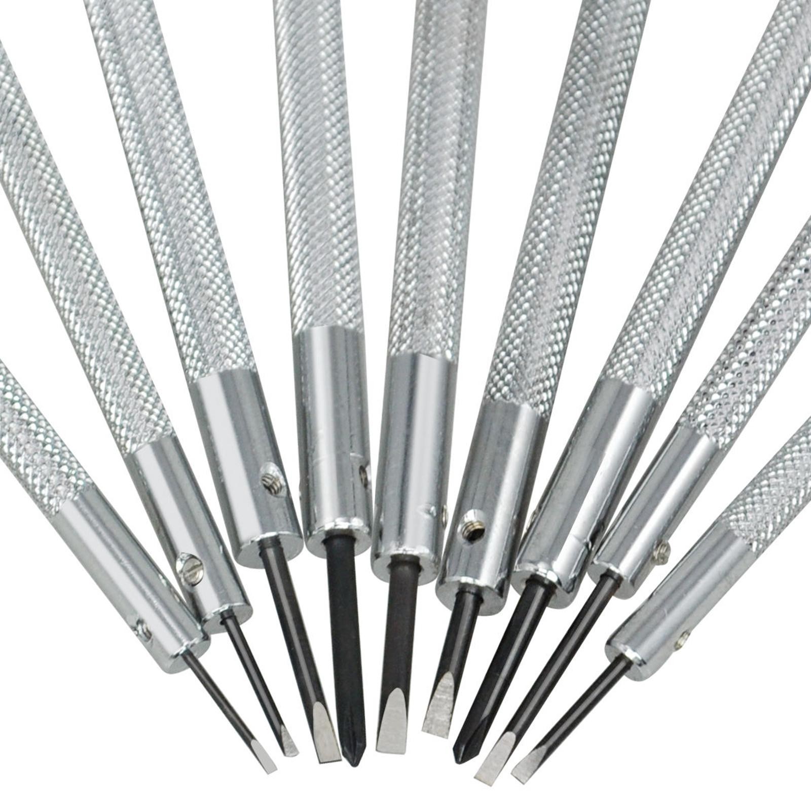 9Pack 0.8-2.0mm Watch Screwdriver Blades Rotating Stand Set Watchmaker Tool F