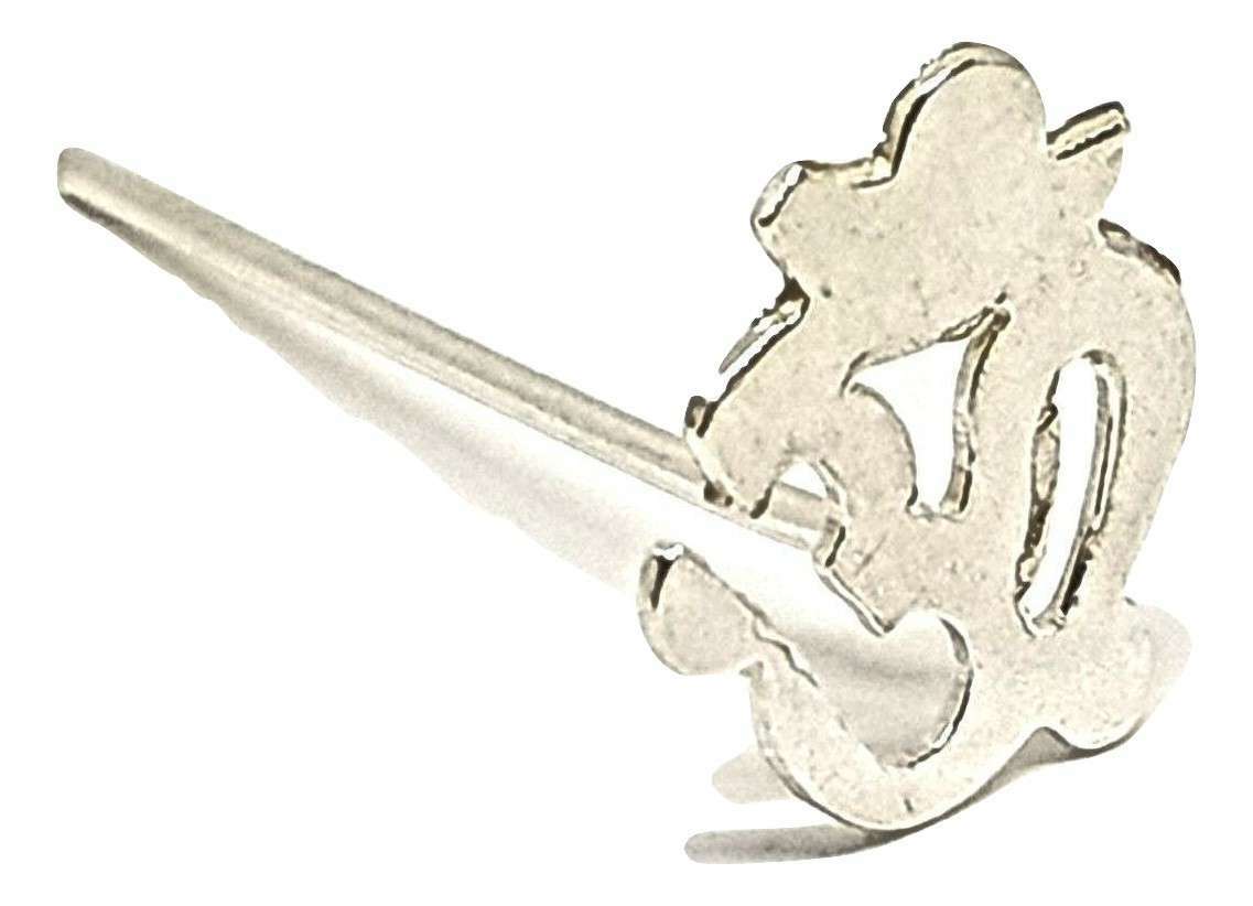 Om Nose Stud Long 25mm 18g (1mm) Fishtail Pin 925 Sterling Silver Jewellery