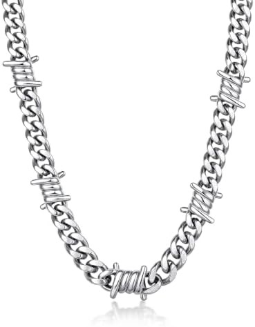Bandmax Stainless Steel Barbed Wire Cuban Chain Necklace for Men & Women | Edgy