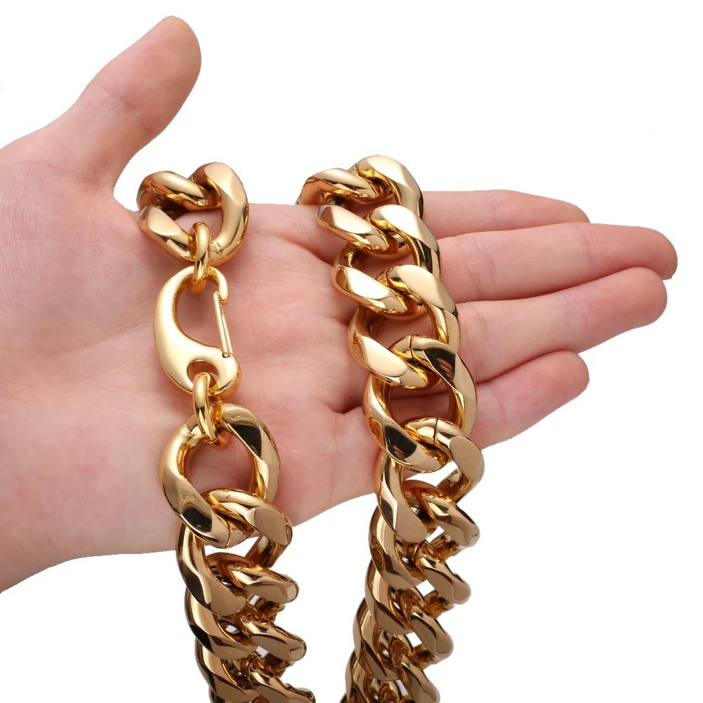 24mm Wide Any Length Curb Cuban Chain 316L Stainless Steel Necklace for Men Male