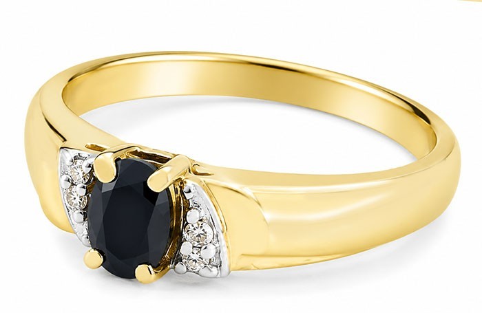 GENUINE 0.52 Cts BLUE SAPPHIRE & DIAMOND RING 14K YELLOW GOLD – New With Tag