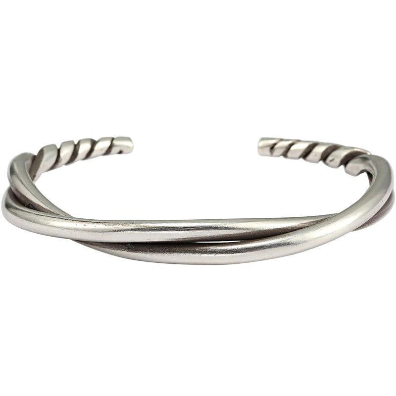 Men’s Fashion Jewelry Silver Twisted Metal Adjustable Bangle Cuff Bracelet 1-269