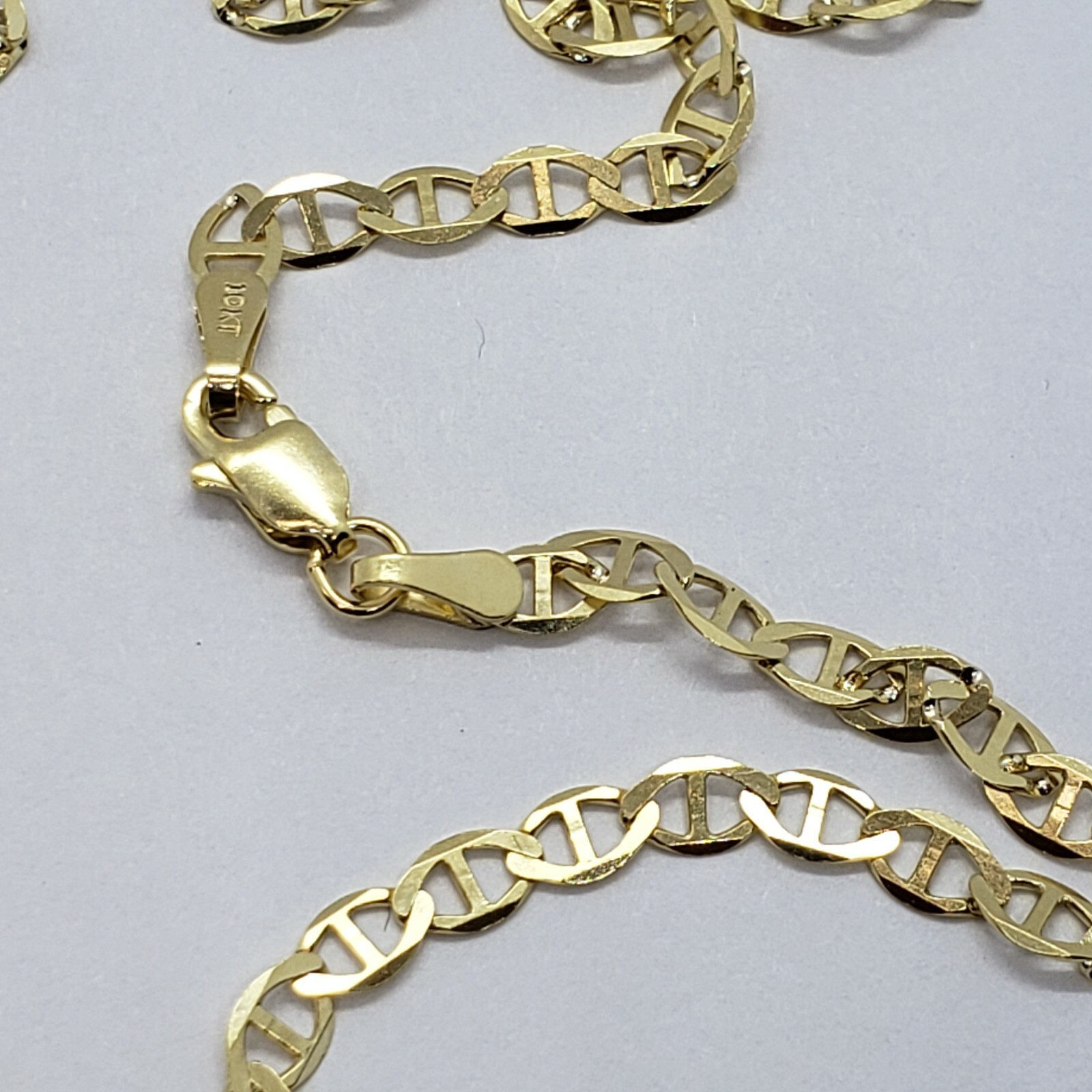10K Solid Yellow Gold Anchor Link Chain Necklace 3mm Men Women 16″~30″