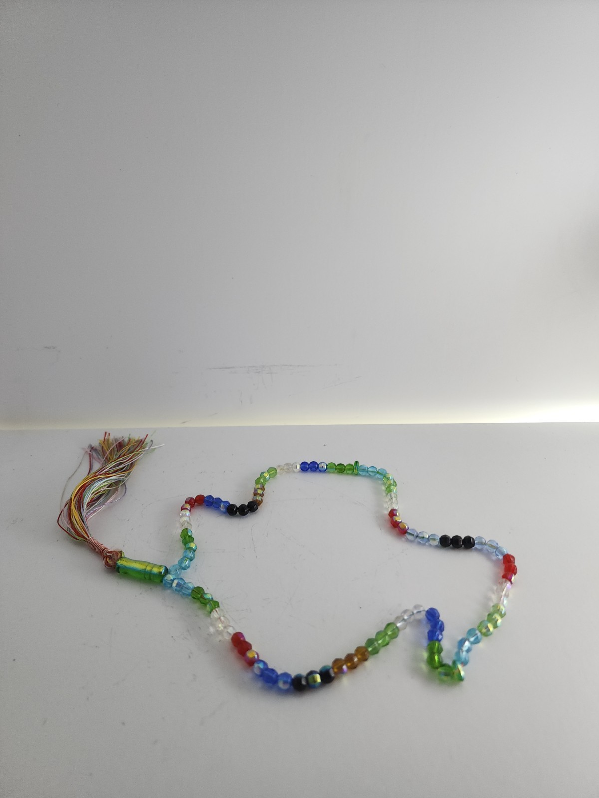 Multicolor Faceted Glass Meditation Beads Souvenir Strand with Tassel