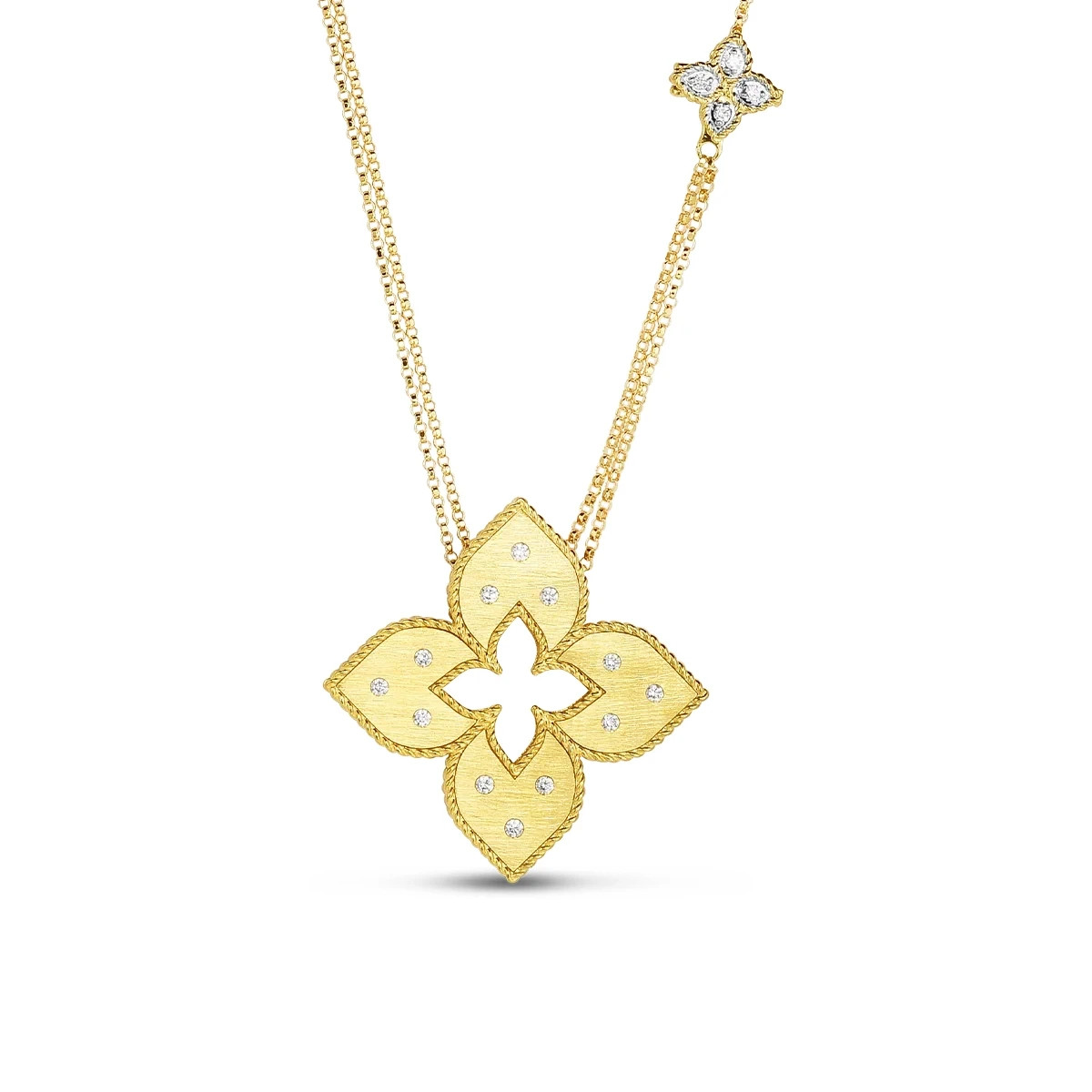 ROBERTO COIN 18K Yellow Gold Venetian Princess Diamond Pendant Necklace.