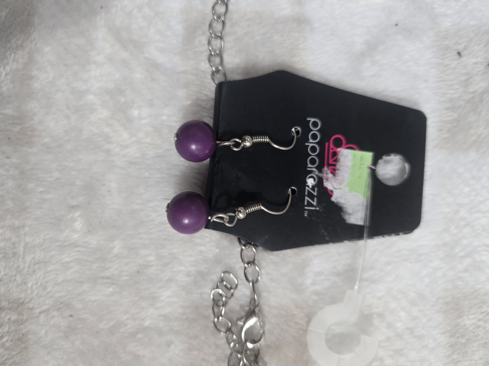 Paparazzi Silver Tone Angel Wing Charm Necklace with Purple Bead Dangles