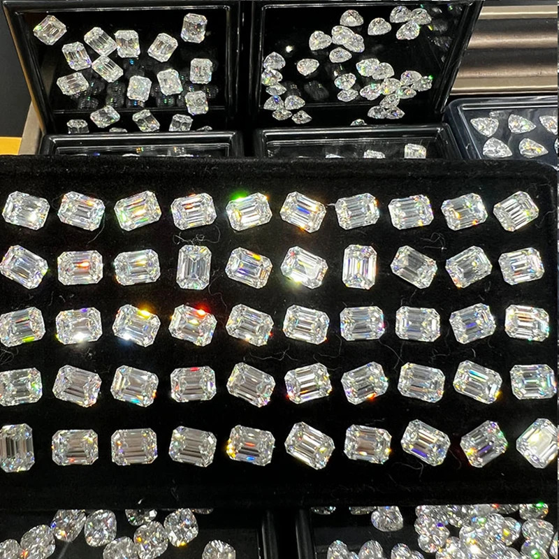 0.5-10CT Multi-color Emerald Cut Moissanite Loose Stone Gemstone for DIY Jewelry