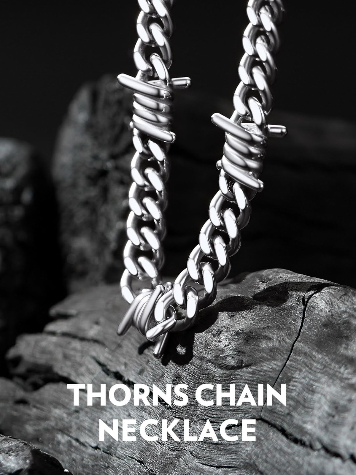 Bandmax Barbed Wire Choker Necklace for Women Men 16 Inches, A1 9MM-Silver
