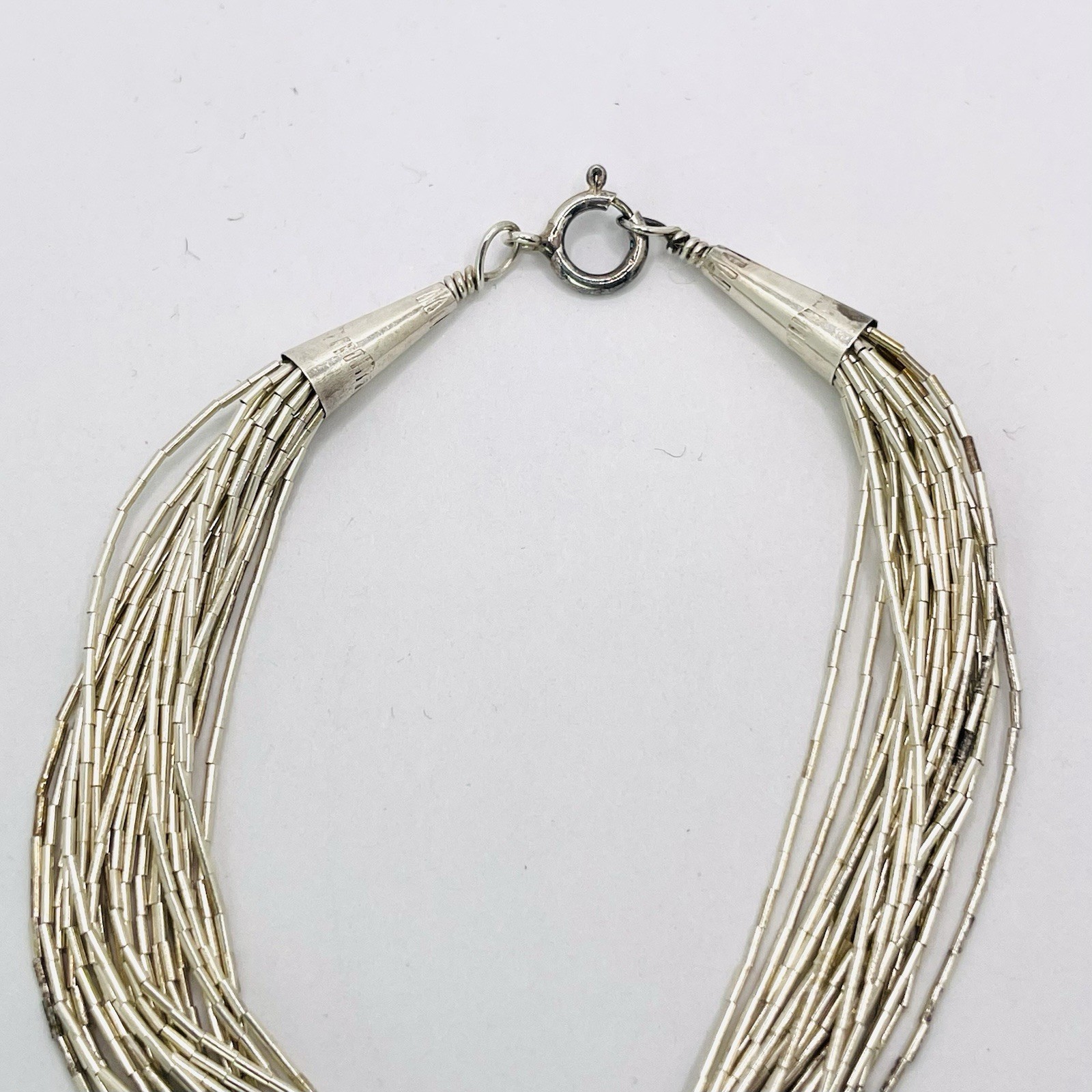 Vintage Sterling Native American 21 Strand Liquid Silver 6.75” Bracelet (6.80g)