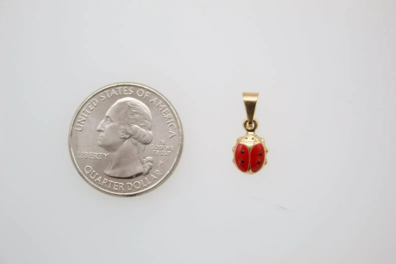 Tiny Dainty 18K Gold Filled LadyBug Charm Pendant