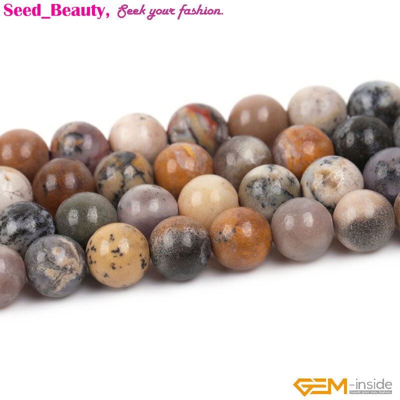 Natural American Amethyst Sage Jasper Stone Beads For Jewelry Making 15” Round