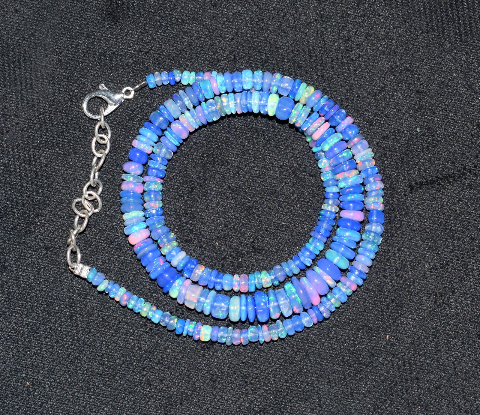 16”Natural Ethiopian Opal Welo Fire Opal Gemstone Beads Necklace AF0174